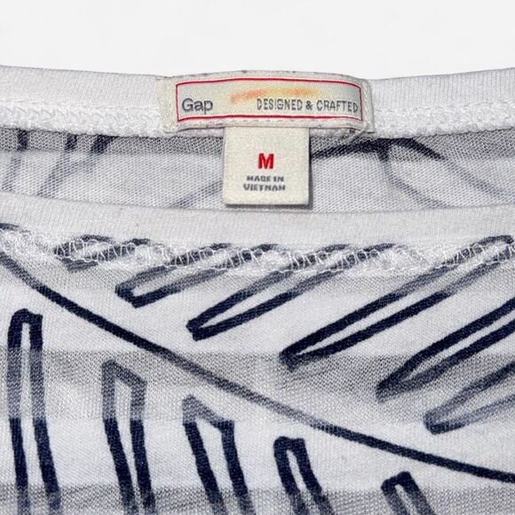 Gap White and Navy Nature Leaf Sheer Stripes Shirt - Picture 4 of 5